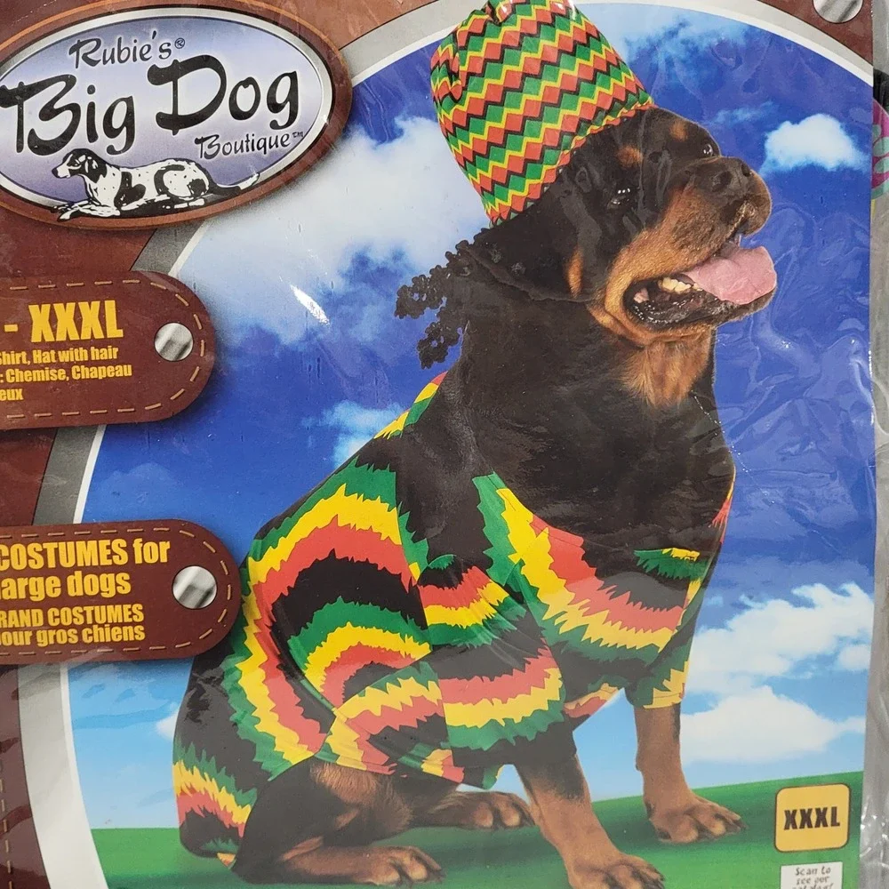 Rubies Big Dog Boutique Rasta Costume Shirt Hat with Hair XXL XXXL New